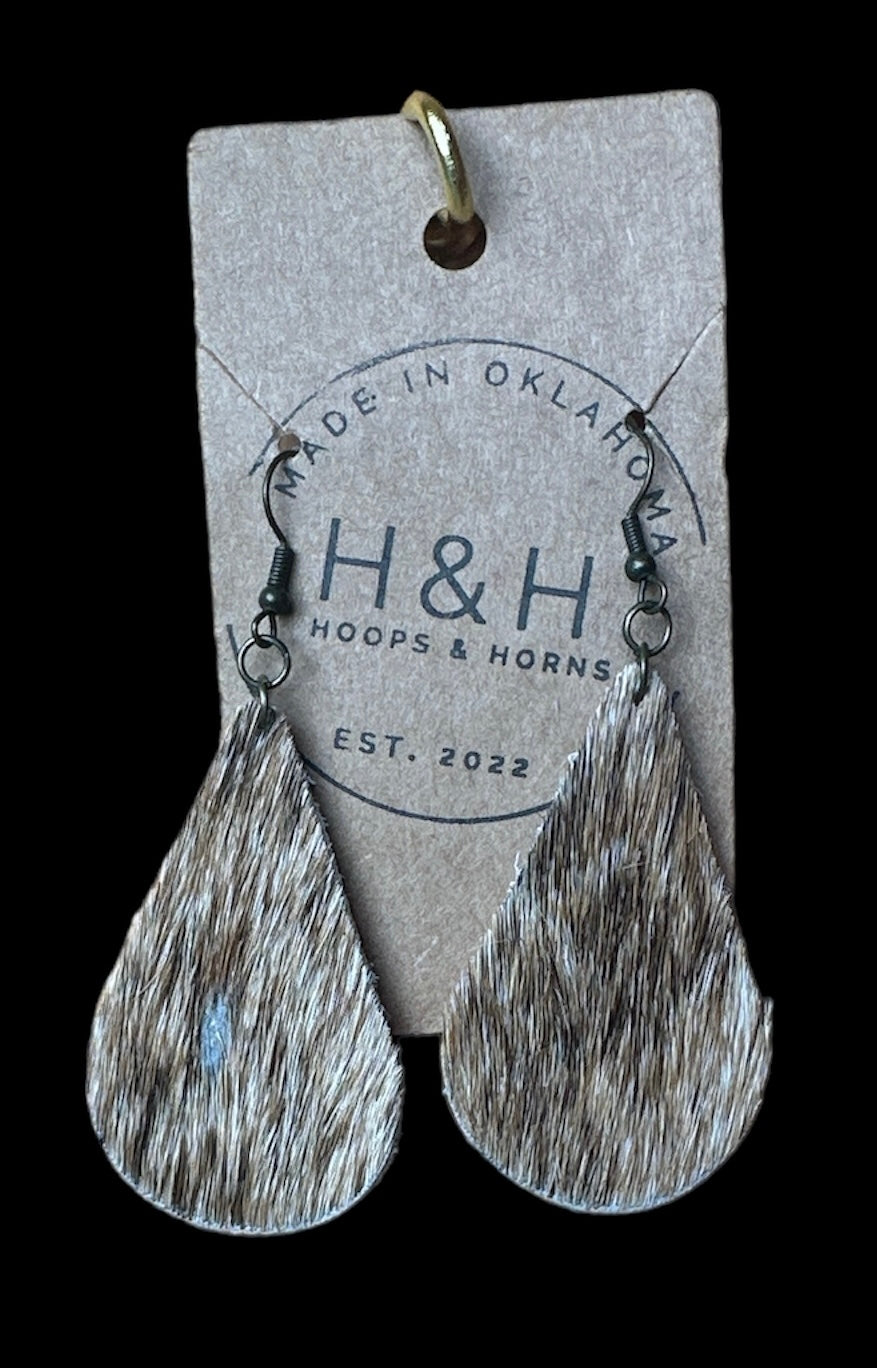 Hoops &Horns™ - Hair on Hide Tear Drop Earrings