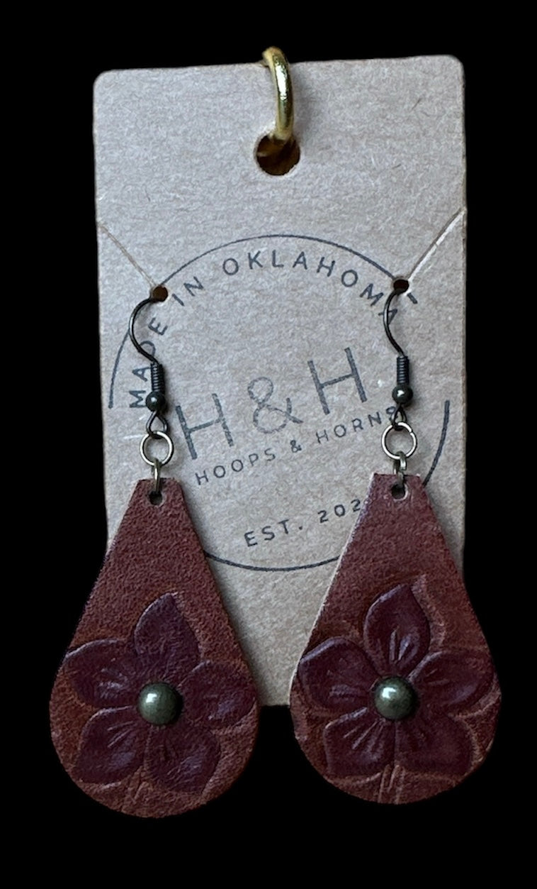 Hoops &Horns™ - Genuine Leather Tear Drop Earrings