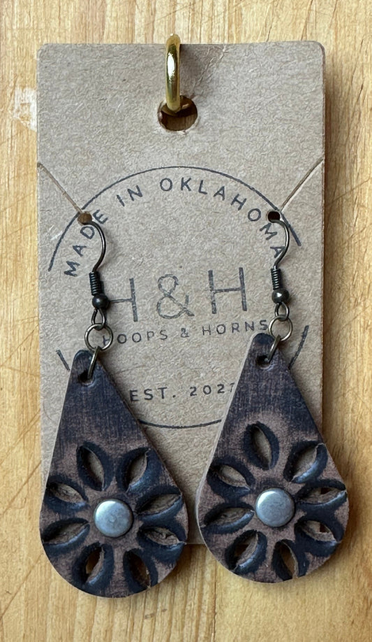 Hoops &Horns™ - Genuine Leather Tear Drop Earrings