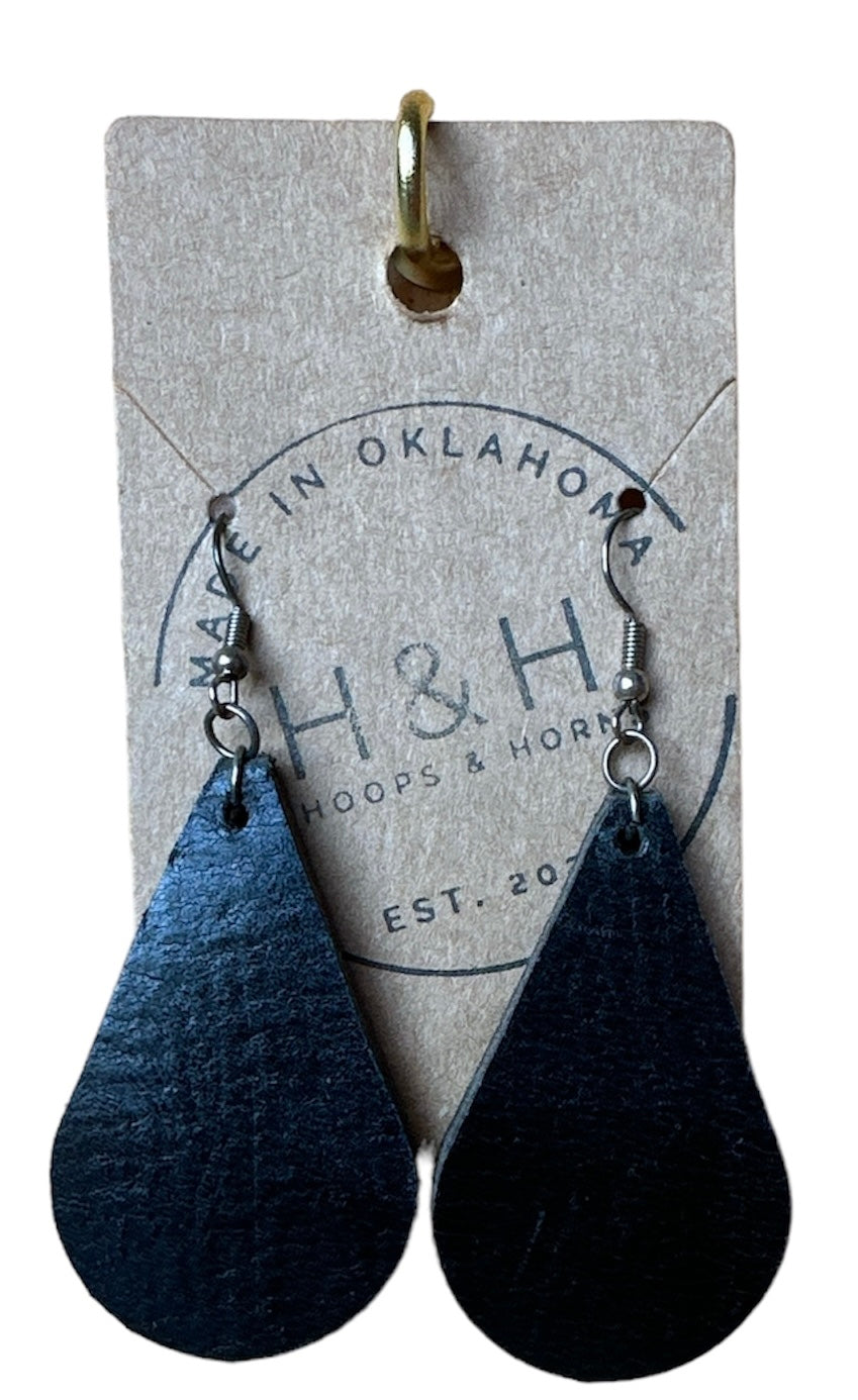 Hoops &Horns™ - Genuine Leather Tear Drop Earrings