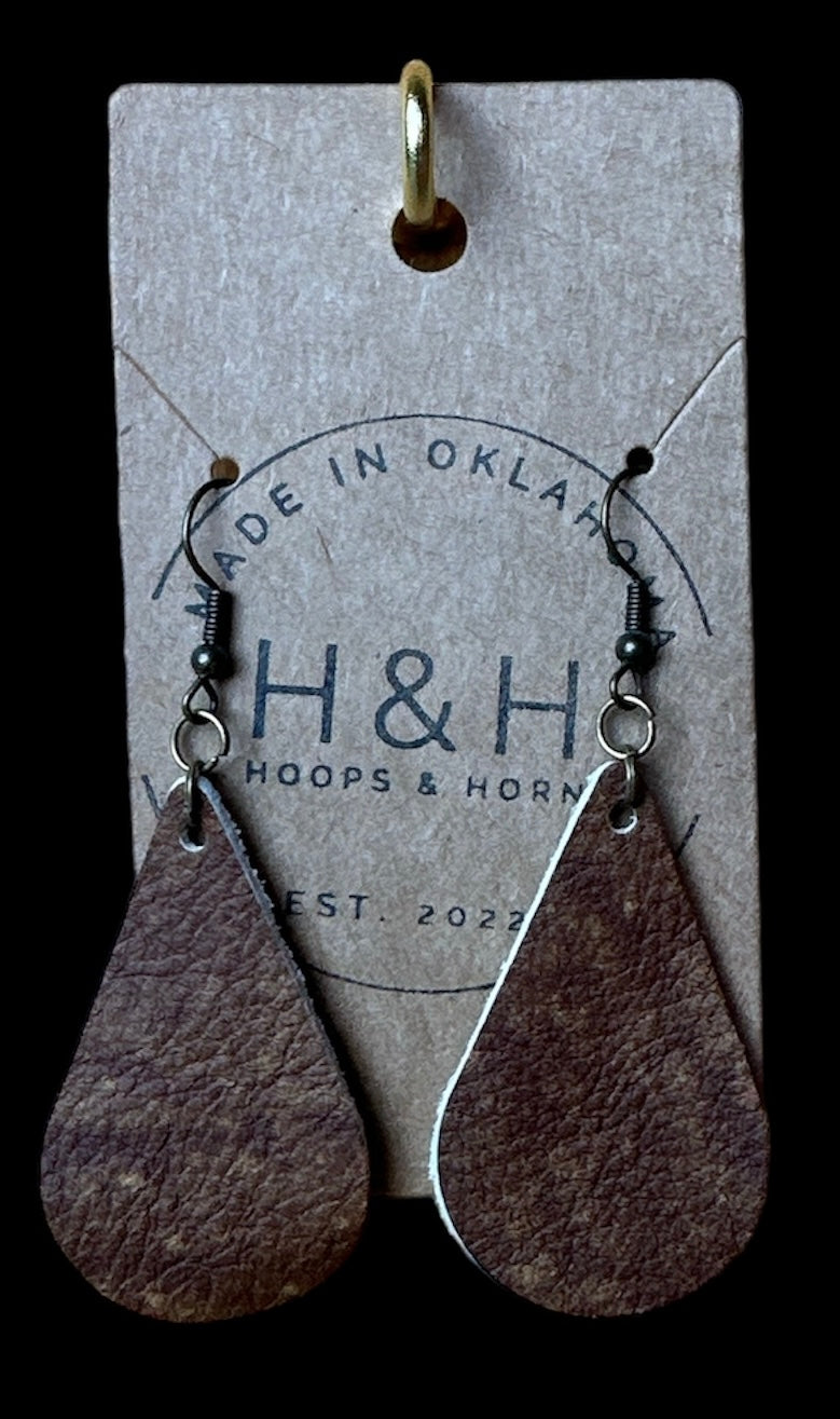 Hoops &Horns™ - Genuine Leather Tear Drop Earrings